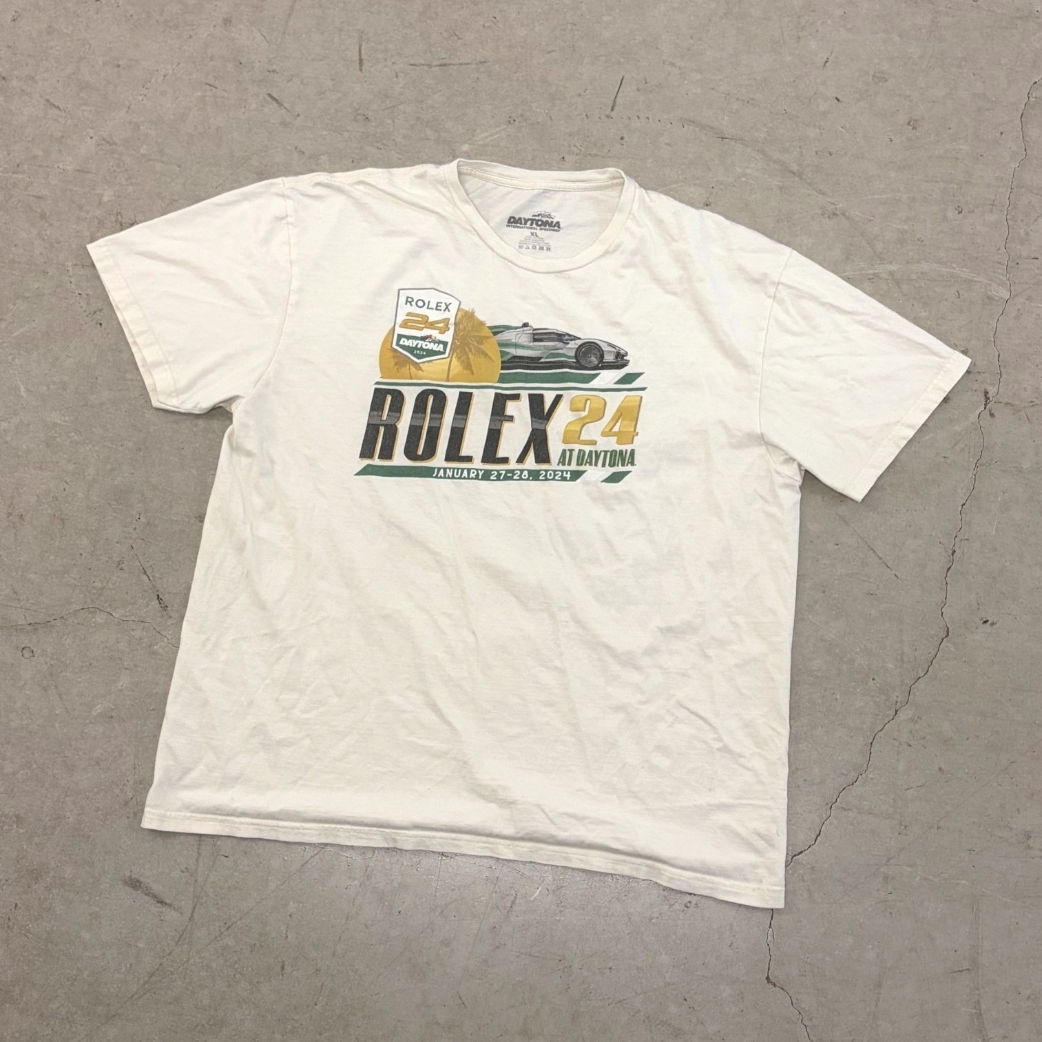 Daytona International Speedway Rolex 24 2024 Graphic TShirt Xl Cream Racing Tee